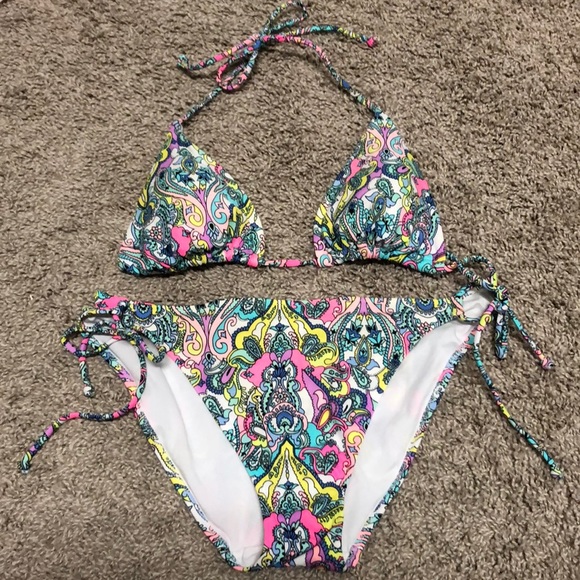 Victoria's Secret Other - Victoria’s Secret Neon/Blue Paisley Bikini LRG